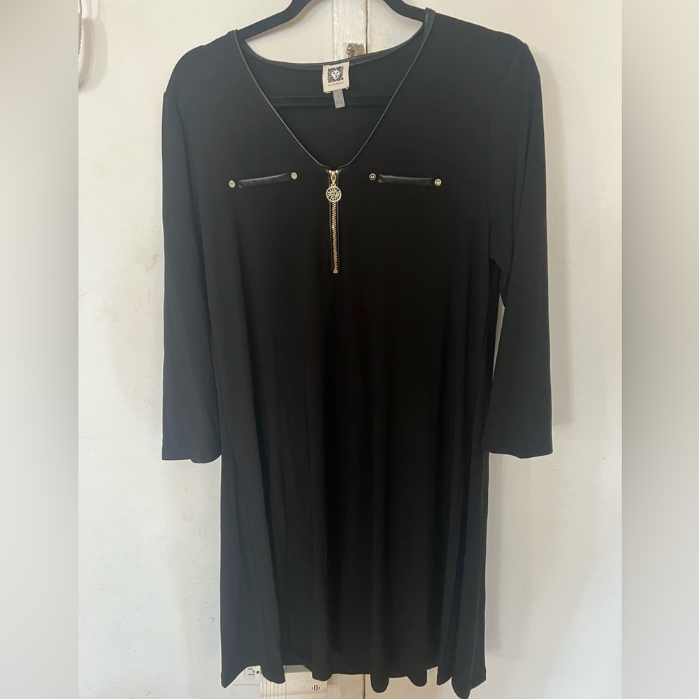 Soft Jersey Sleeve pull on Dress with Zipper Detail. Light weight.